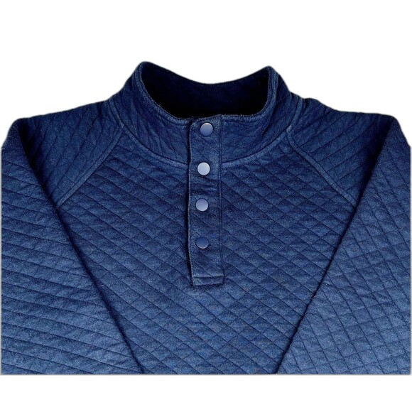 Men’s Eddie Bauer Size XXL/2XL Quilted Henley Snap Pullover Top Blue - Picture 1 of 4